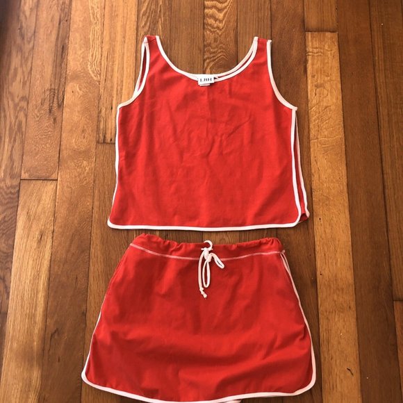 LBH Tops - Vintage 90s Style Red Skirt and Tank Set M LBH Mad